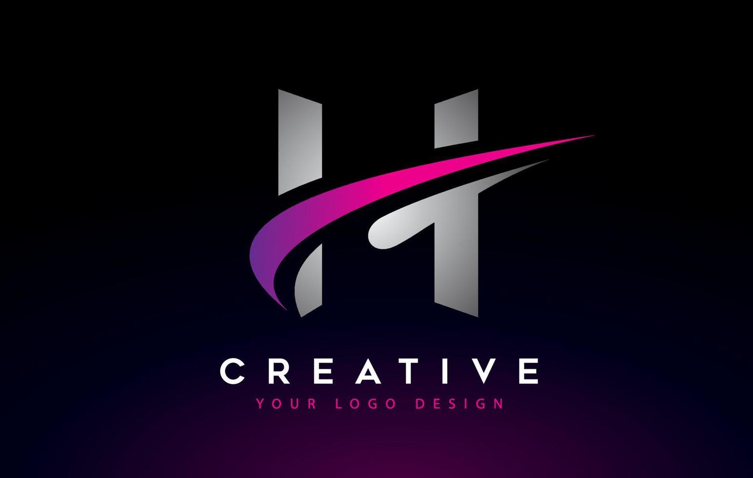 Kreatives h-Brief-Logo-Design mit Swoosh-Symbolvektor. vektor
