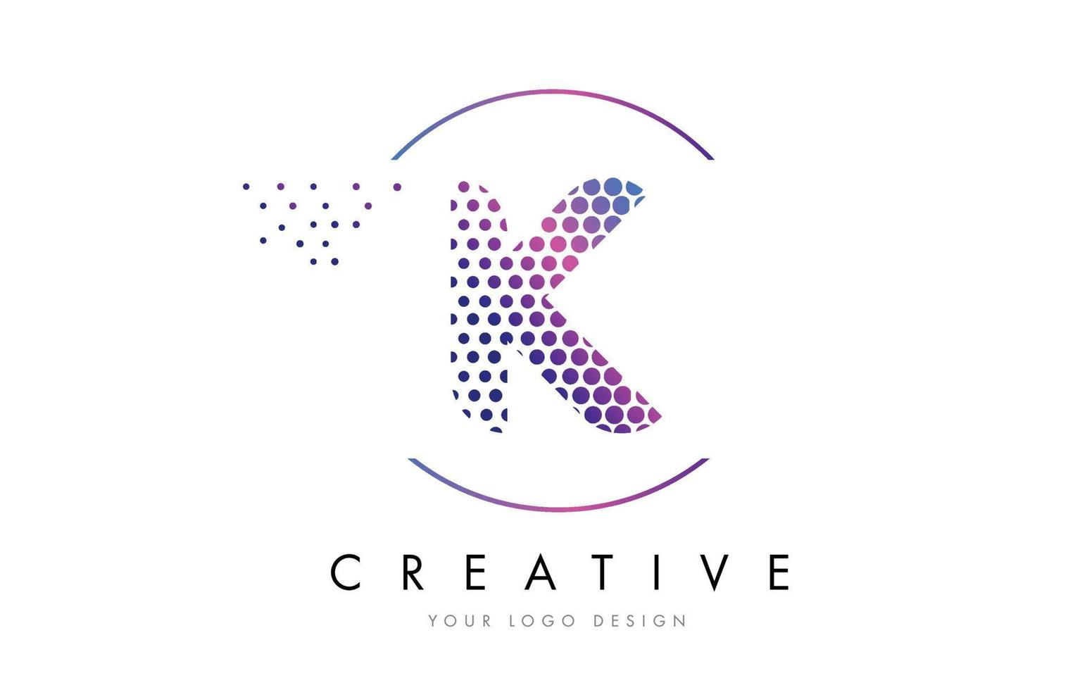 k rosa Magenta gepunktete Blase Buchstaben Logo Design Vektor