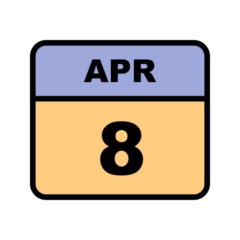 8 april Datum på en enkel dagskalender vektor