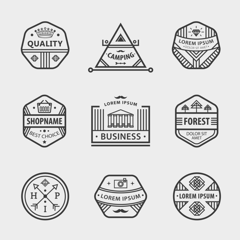 vektor samling av monokrom hipster vintage etikett, logotyp, märke för ditt företag.