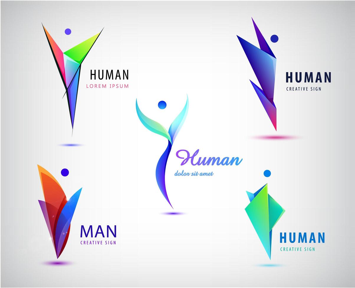 Vektorsatz von Menschen-, Mann-Logos. Origami vektor