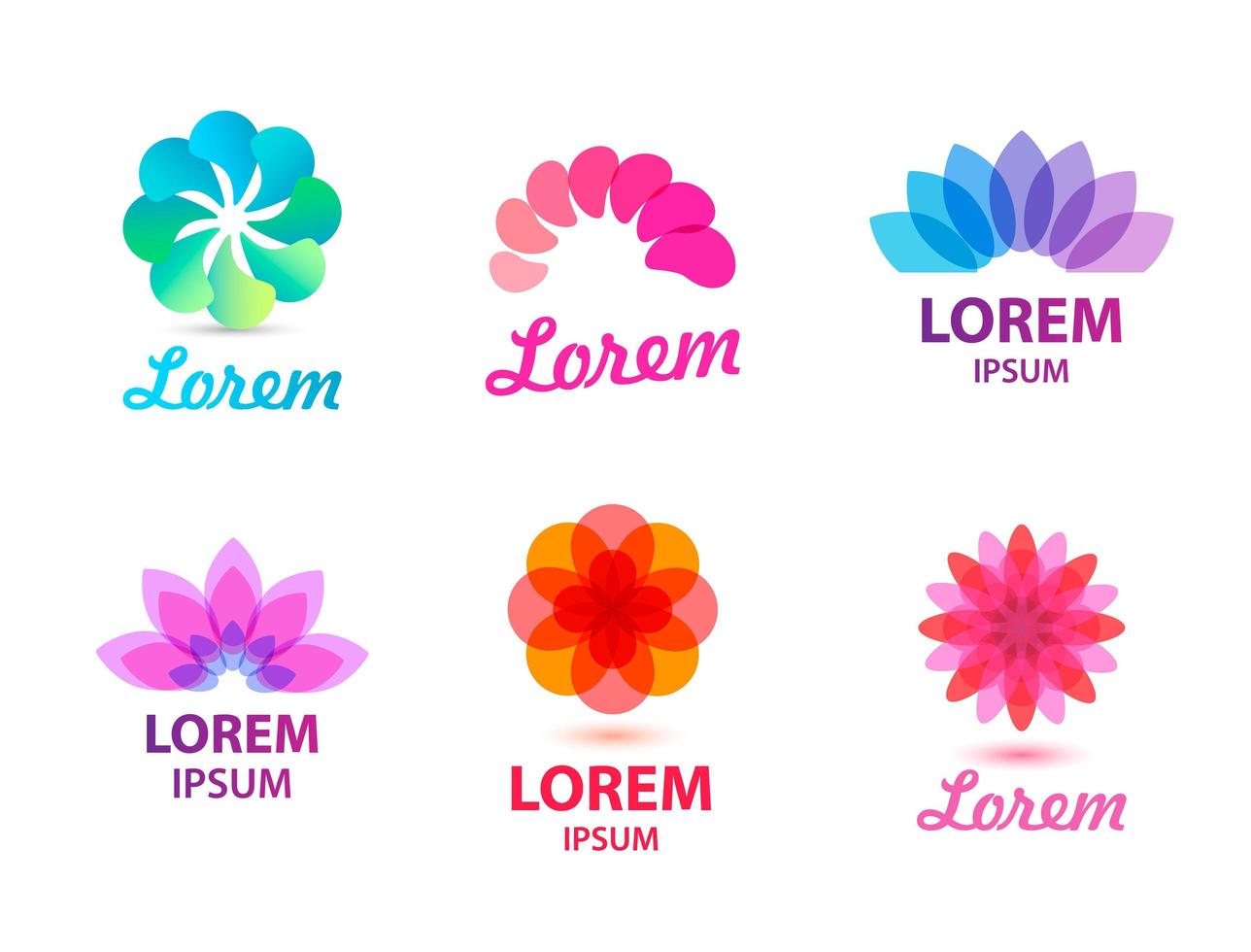 vektor uppsättning abstrakta blommor, löv logotyper.