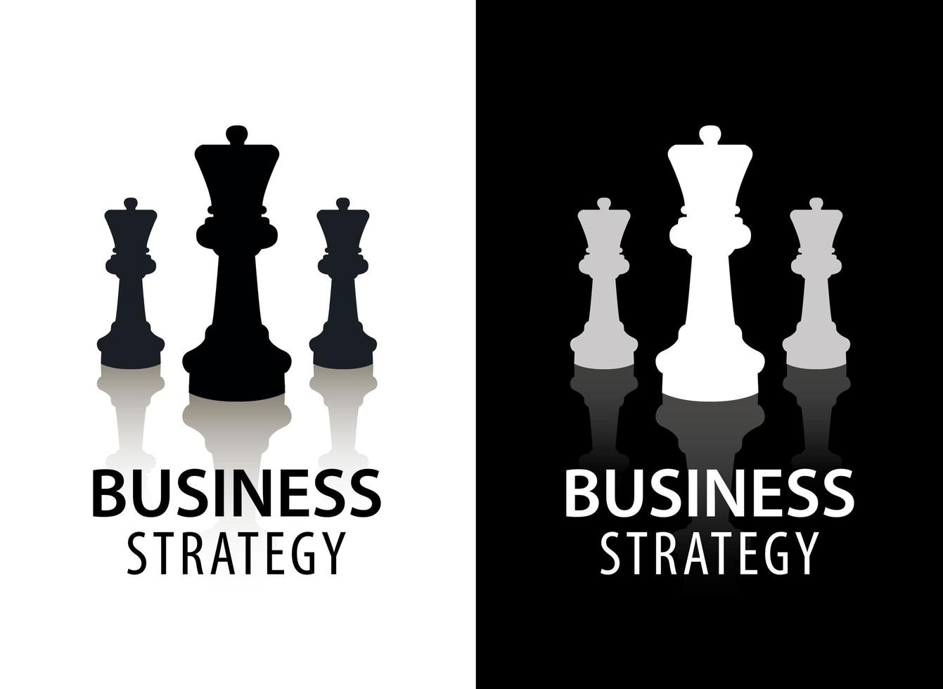 Vektor-Business-Strategie-Logo, Konzept, Schach-Logo. schwarz und weiß mit reflexion. vektor