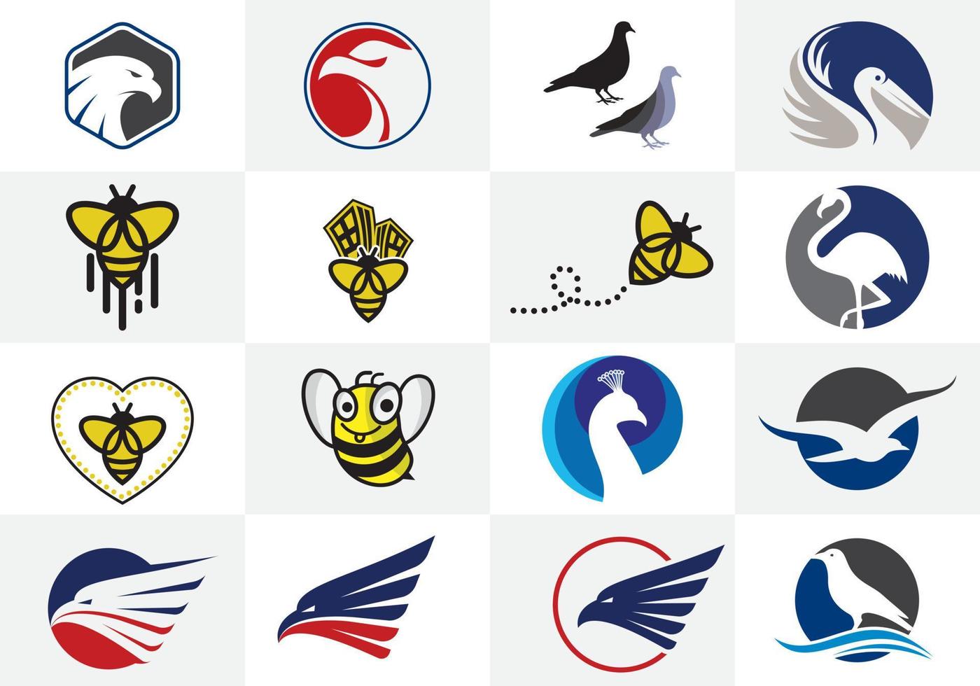 uppsättning fågel ikoner. fågel logotyp tecken symbol vektor formgivningsmall