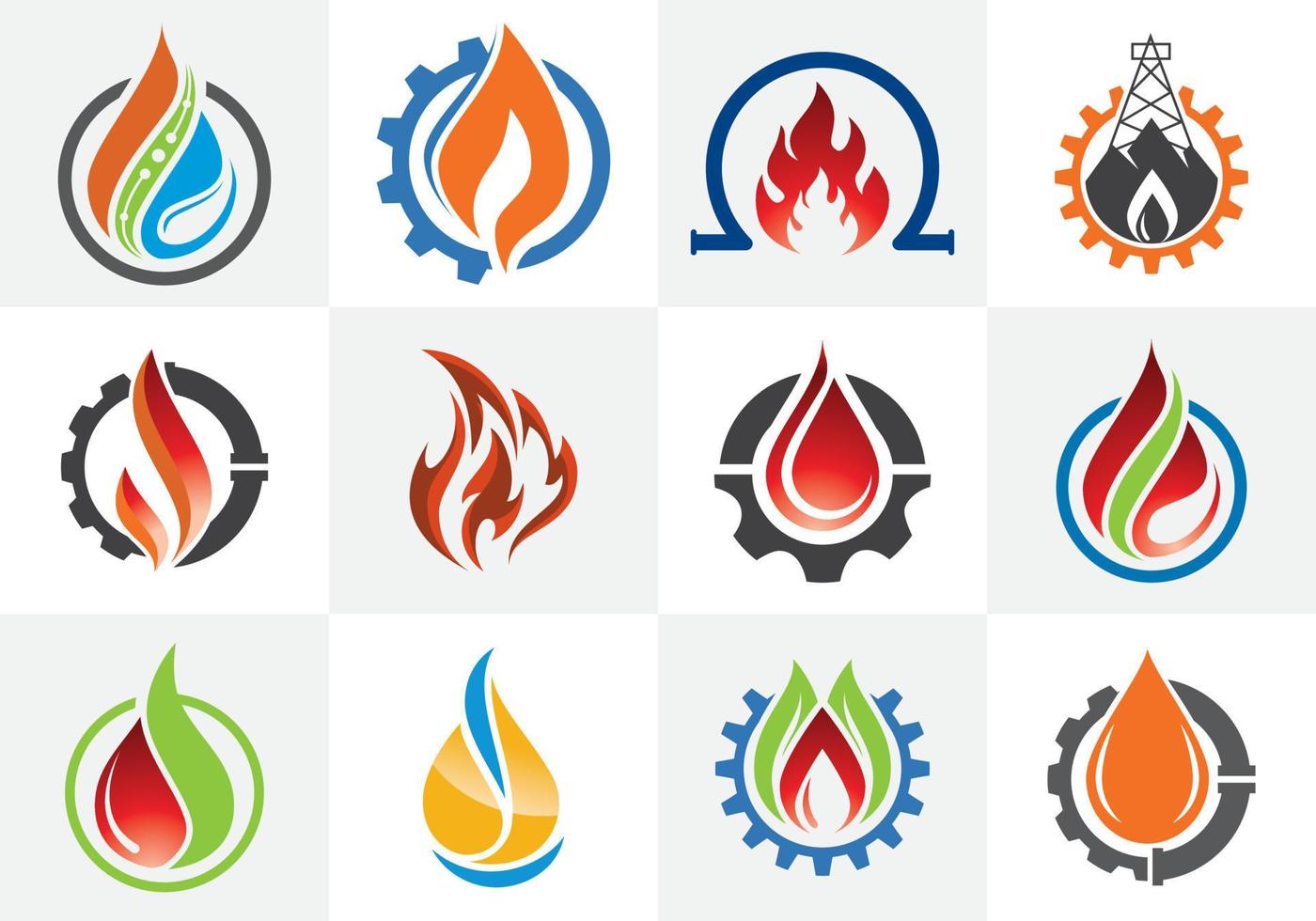 Flammenlogo-Design. Feuersymbol, Öl- und Gasindustriezeichensymbol vektor