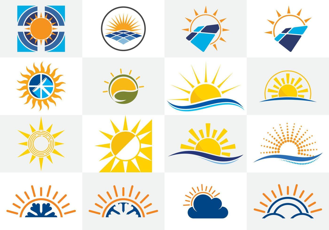 Sonnenlogosammlung. abstraktes Sonnensymbol Logo Template-Design. vektor