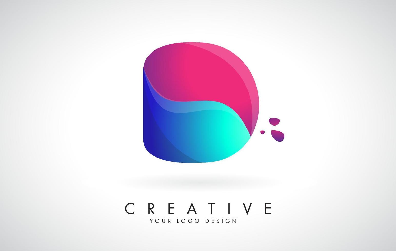 blaues und rosa kreatives buchstaben d-logo-design mit punkten. freundliche Unternehmensunterhaltung, Medien, Technologie, digitales Business-Vektordesign mit Tropfen. vektor