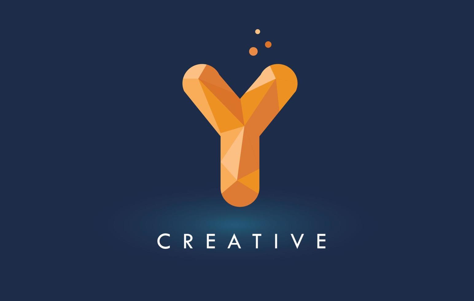 y-Brief mit Origami-Dreieck-Logo. kreatives gelb-oranges Origami-Design. vektor