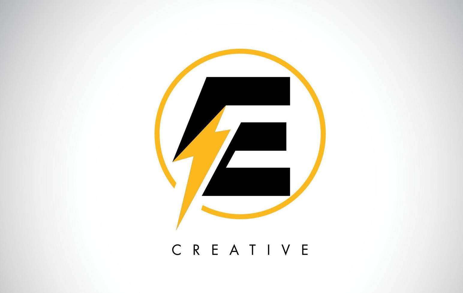 e-Brief-Logo-Design mit Blitz-Donnerbolzen. elektrisches Bolzen-Buchstaben-Logo vektor