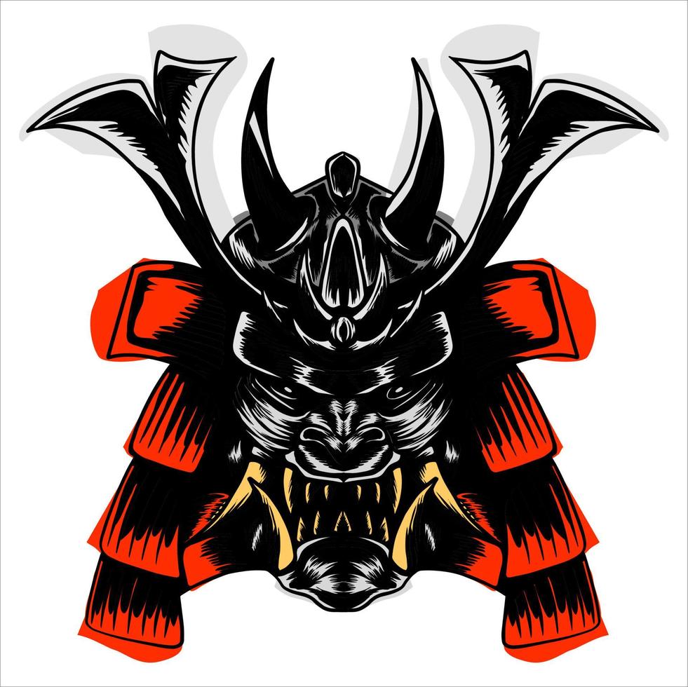 japansk svärd demon demon pansar mask vektor design