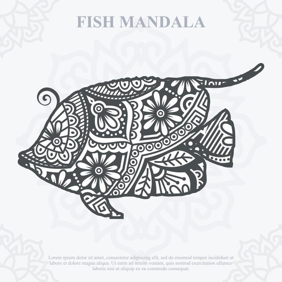 fisk mandala. boho stilelement. djur boho stil ritade. vektor illustration.