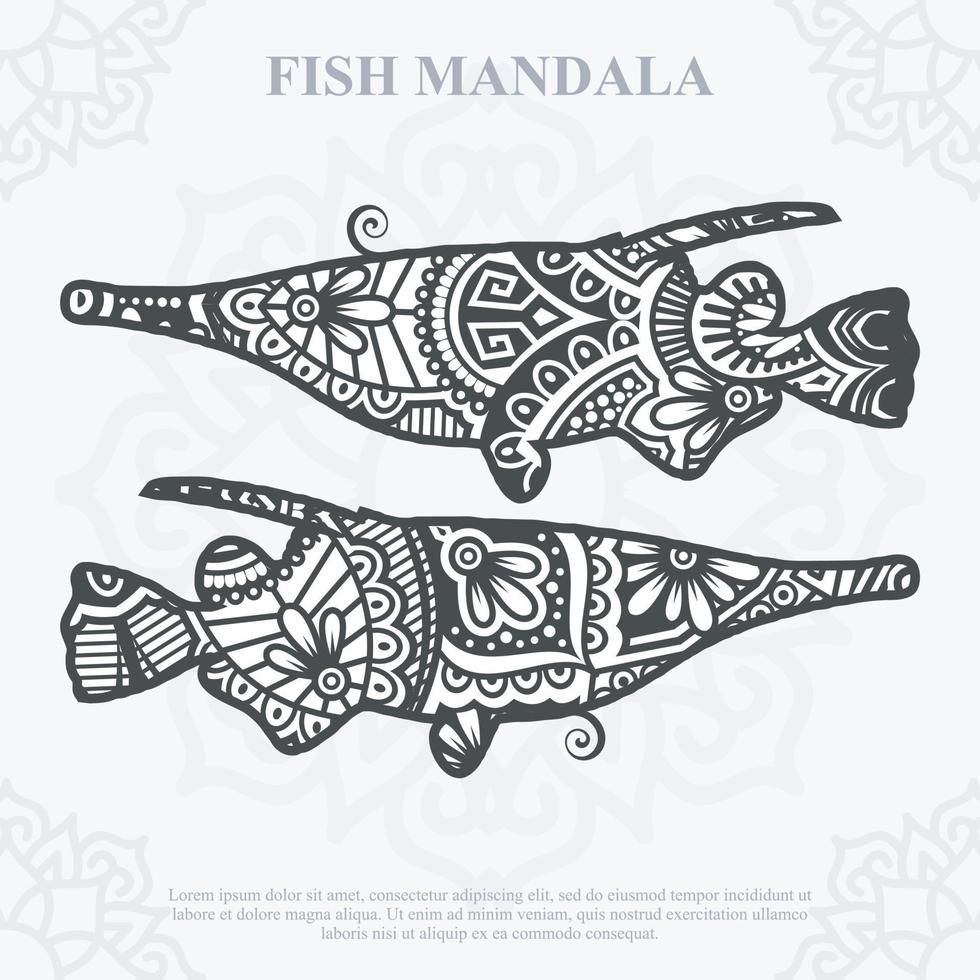 Fisch Mandala. Elemente im Boho-Stil. Tiere im Boho-Stil gezeichnet. Vektor-Illustration. vektor