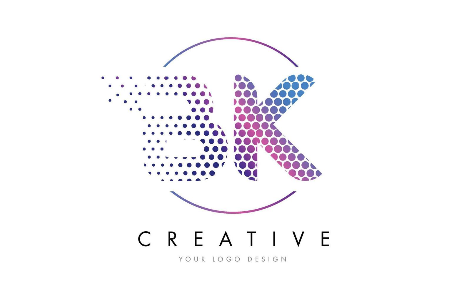 bk bk rosa magenta prickade bubbla brev logotyp design vektor