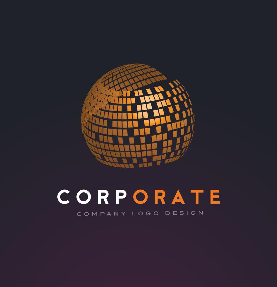 företagets sfär logotyp med krossade rutor vektor