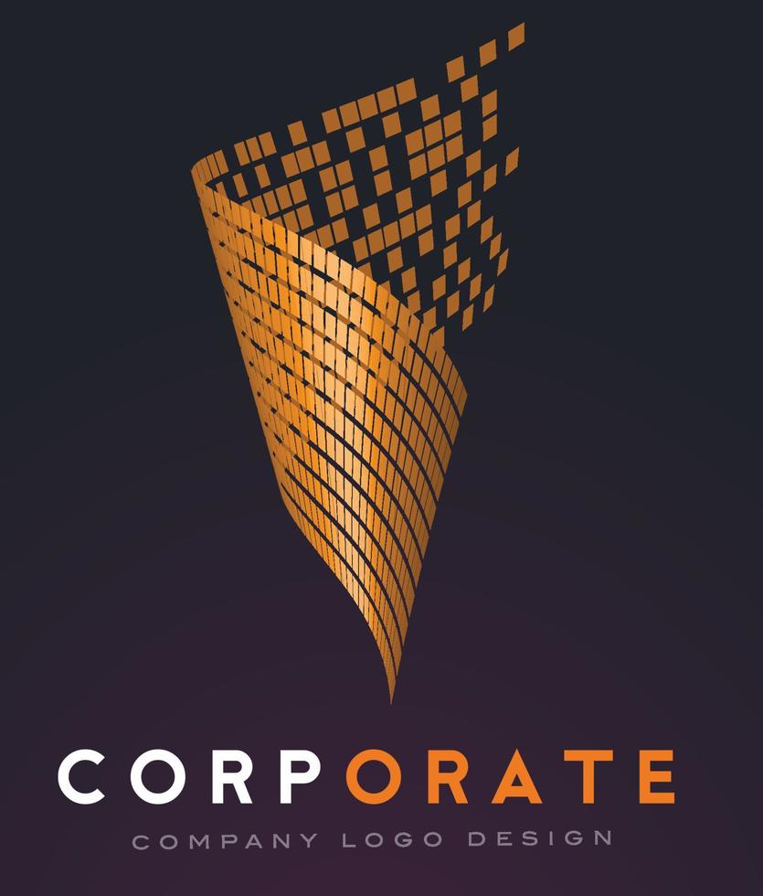 företags abstrakt logotyp med guld krossade rutor vektor