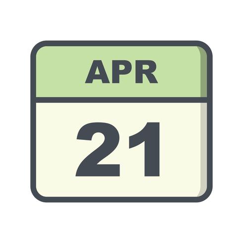 21 april Datum på en enkel dagskalender vektor