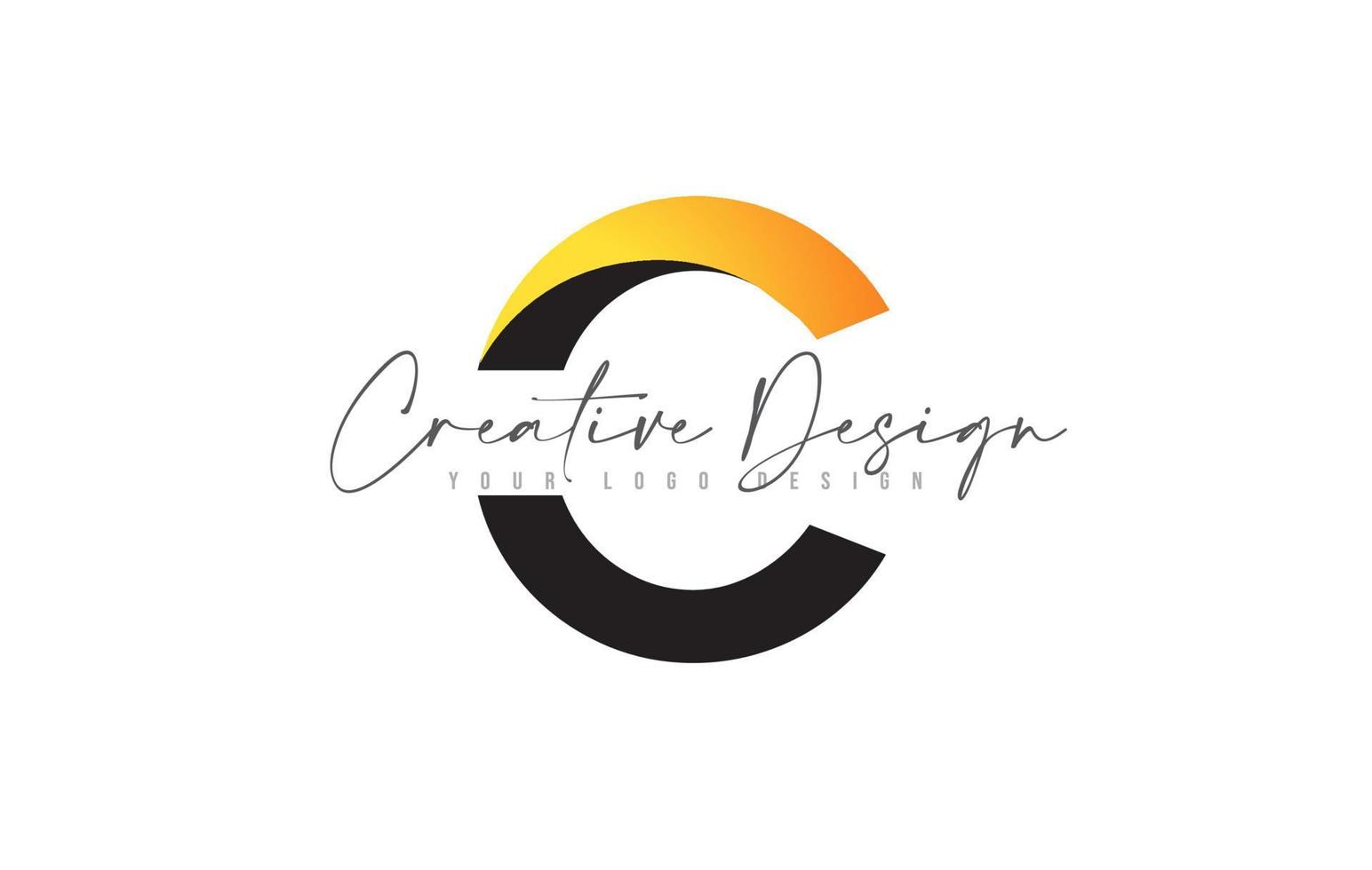 c-Brief-Icon-Design mit schwarz-gelben Farben und kreativem, modernem Schnitt. vektor