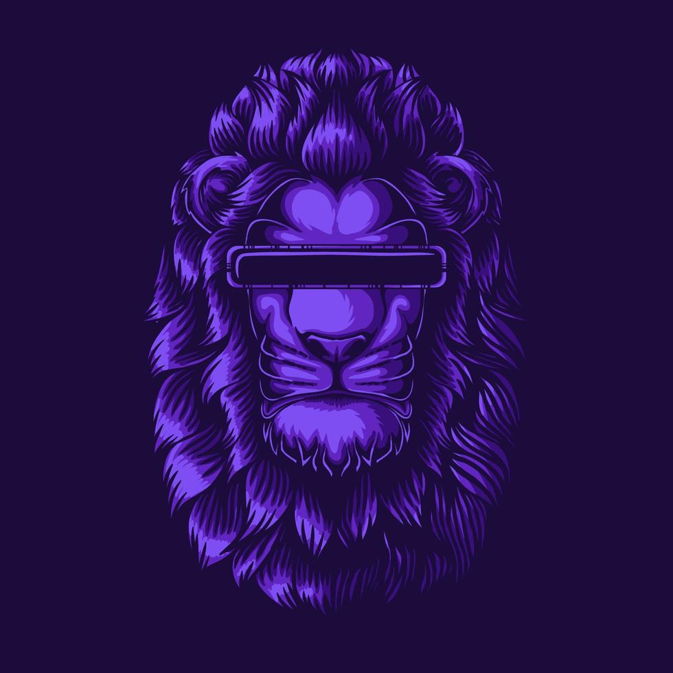 lila lejon bär moderna glasögon vektorillustration vektor