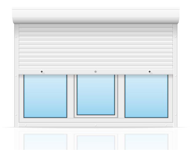 plast fönster med rullande fönsterluckor vektor illustration