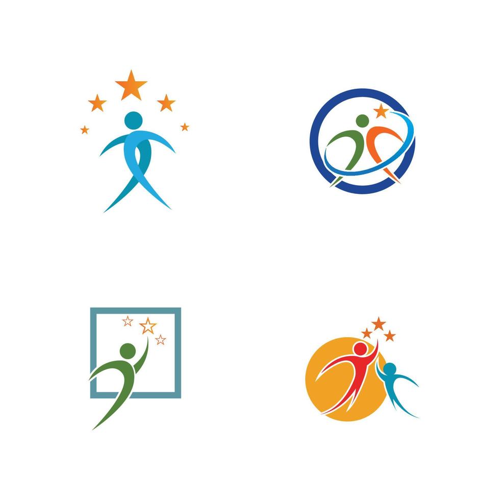 Menschenpflege Erfolg Gesundheit Leben Logo Vorlage Symbole Gemeinschaft Menschen Pflege Logo und Symbole Vorlage Familienpflege Liebe Logo und Symbole vektor