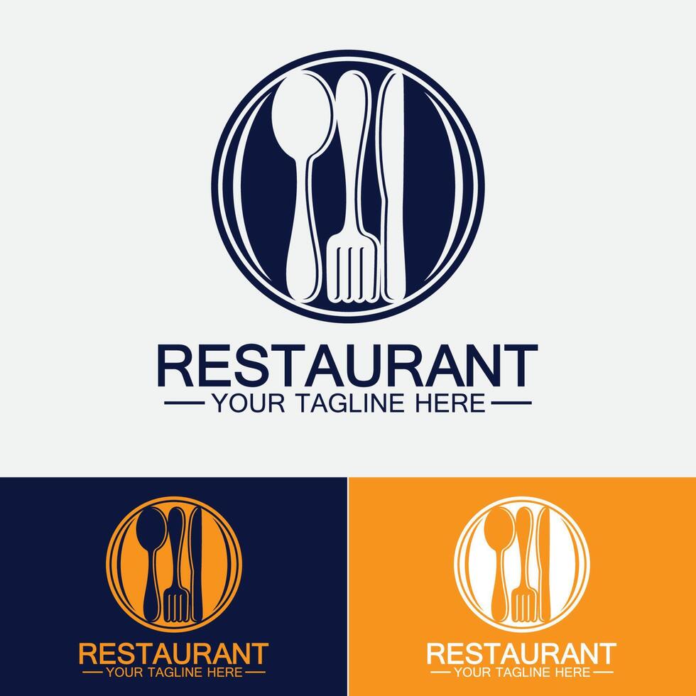 Restaurantlogo mit Löffel- und Gabelsymbol, Menüdesign-Essengetränkekonzept für Caférestaurant vektor