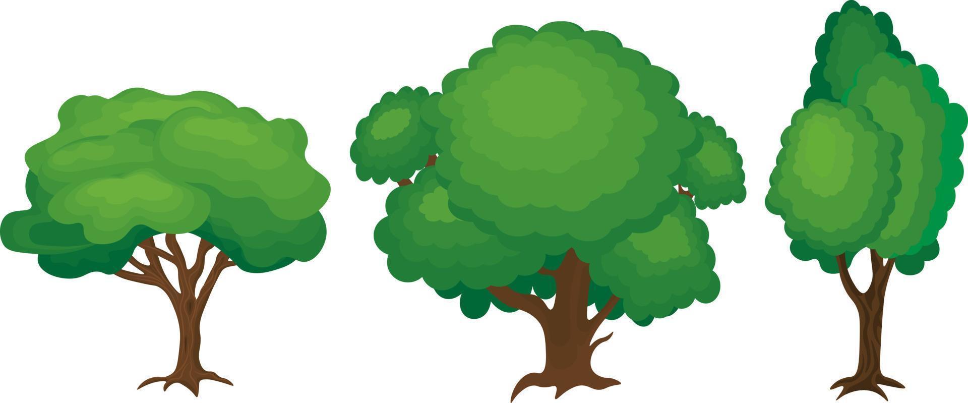 Cartoon-Bäume Set isoliert auf weißem Hintergrund vektor