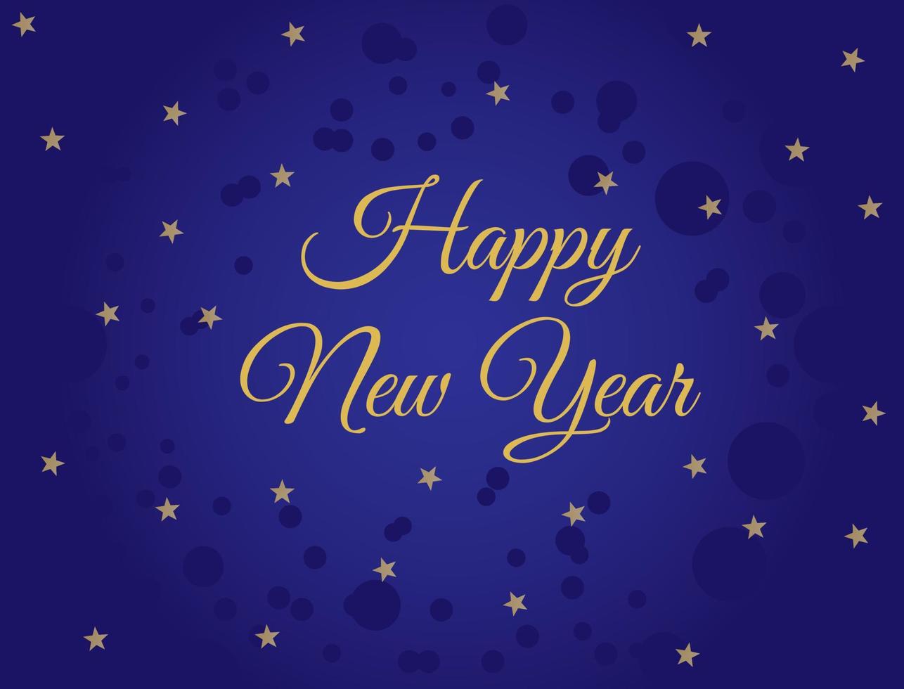 Frohes neues Jahr-Vorlage mit blauem Hintergrund und verstreuten Sternen vektor