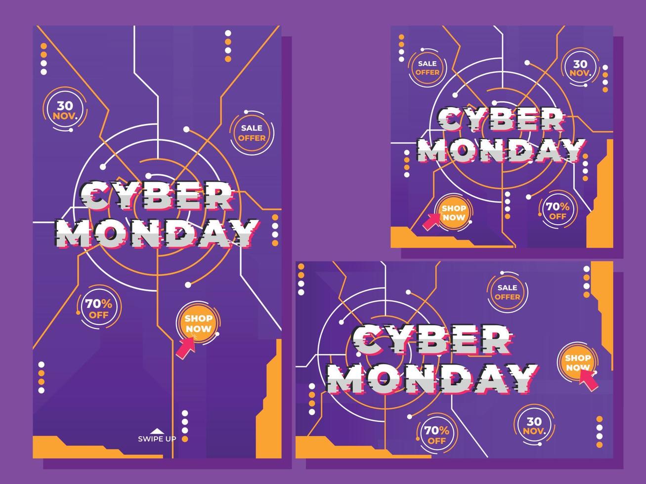 Cyber Monday Verkauf Social Media Post Template Vektordesign vektor