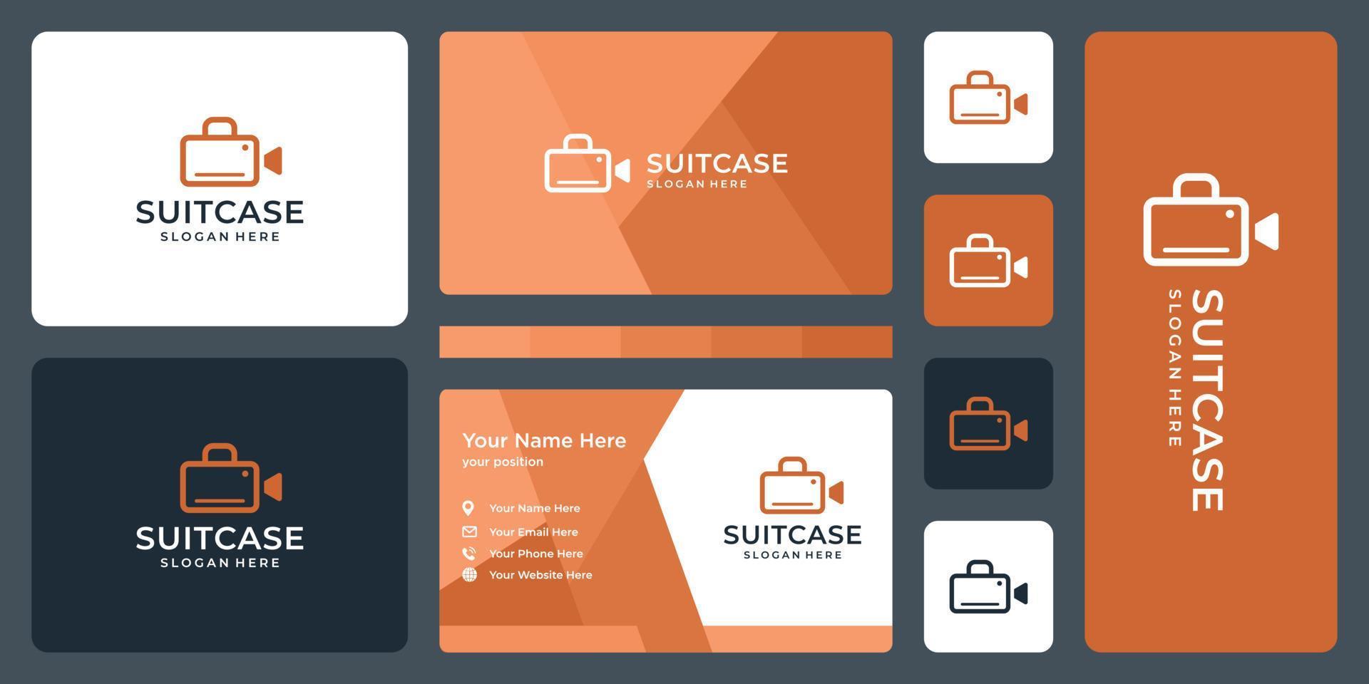 resväska logotyp och videokamera logotyp. visitkort design vektor