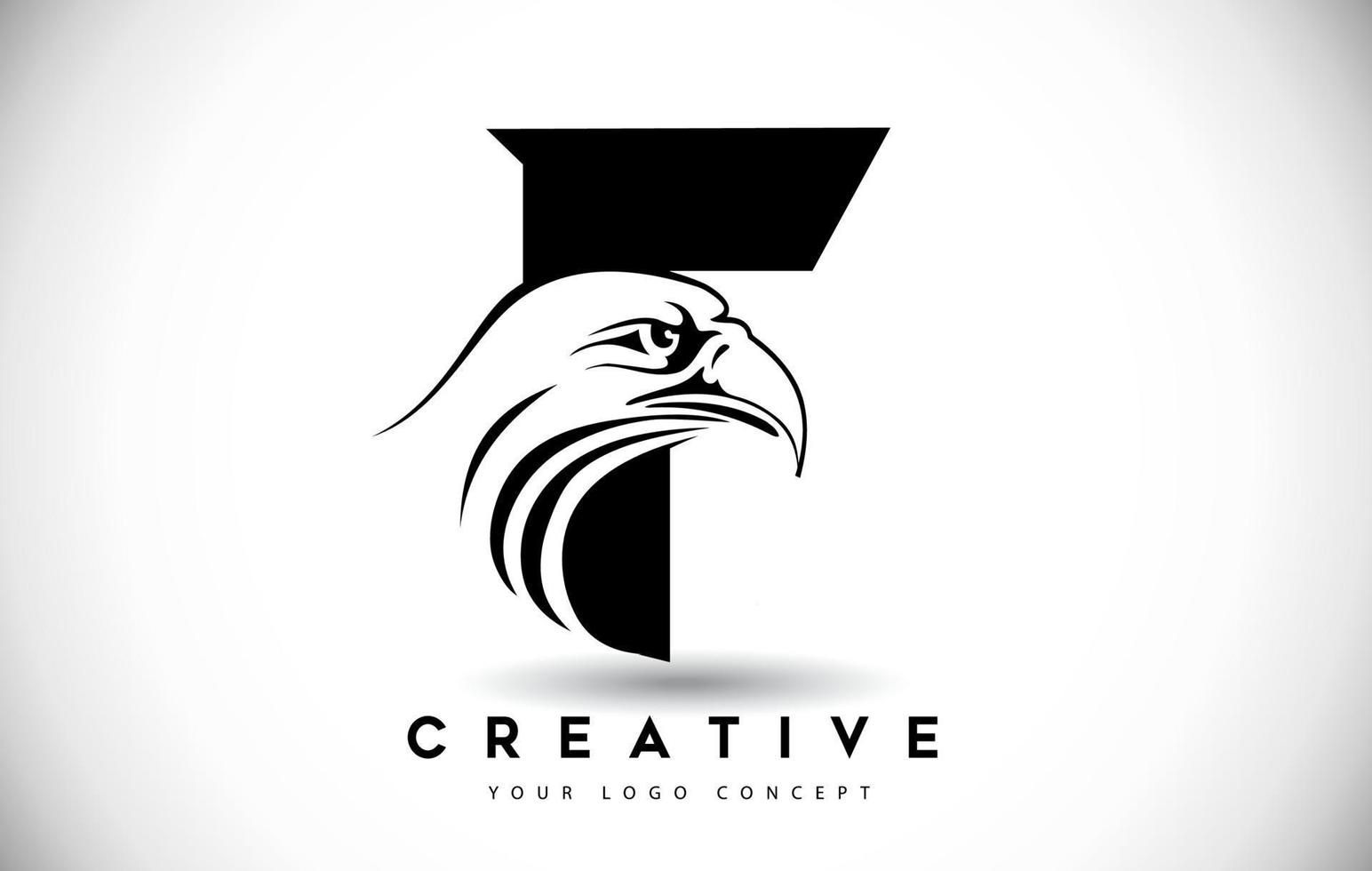 bokstaven f eagle logotyp med kreativa eagle head vektorillustration. vektor