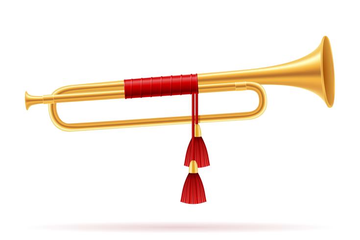 kung kunglig gyllene horn trumpet vektor illustration