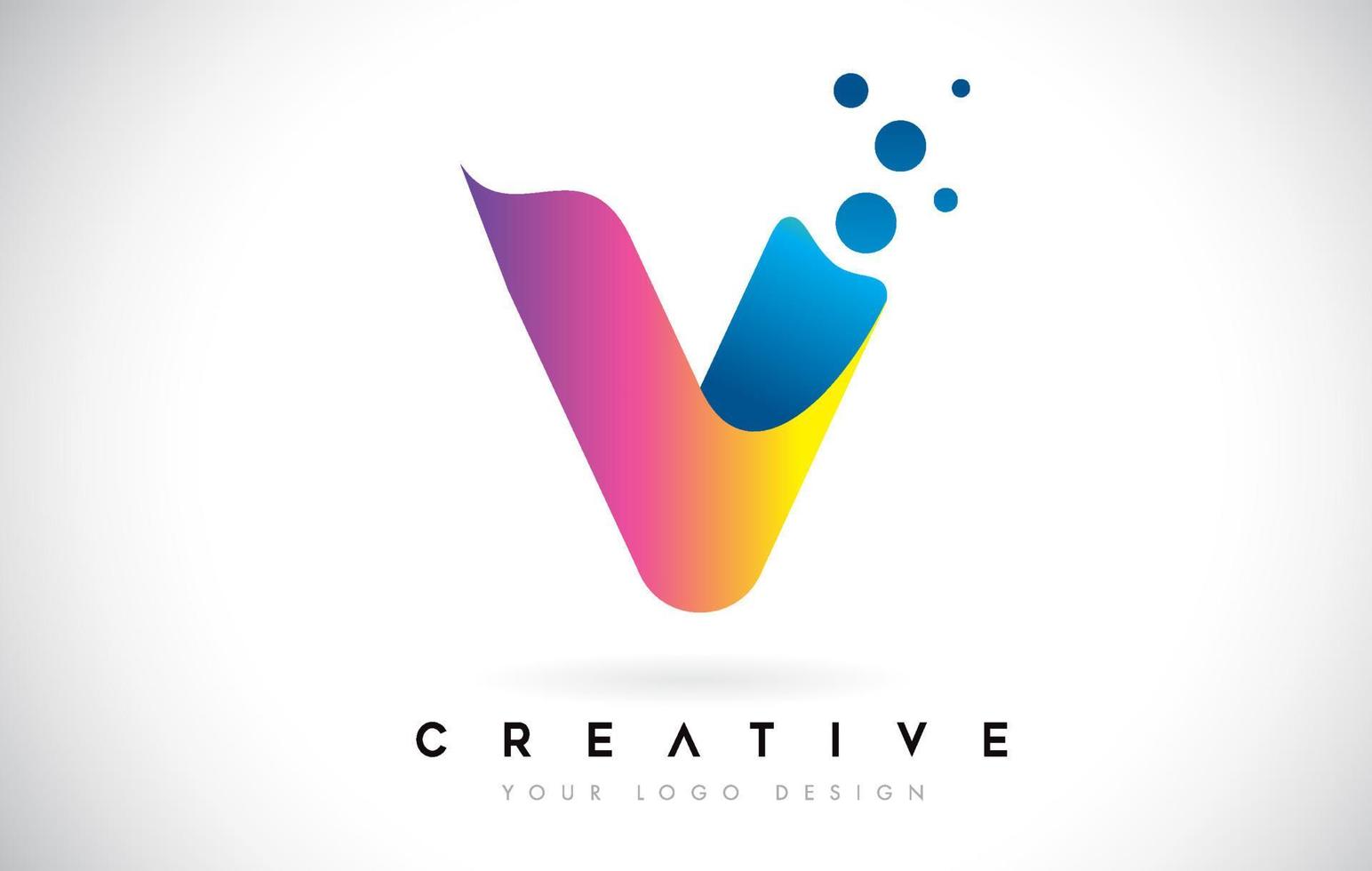 Punkte-Buchstabe-V-Logo. v-Brief-Design-Vektor mit dots.vector Schriftzug Illustration eines bunten Alphabets mit Blasen. vektor