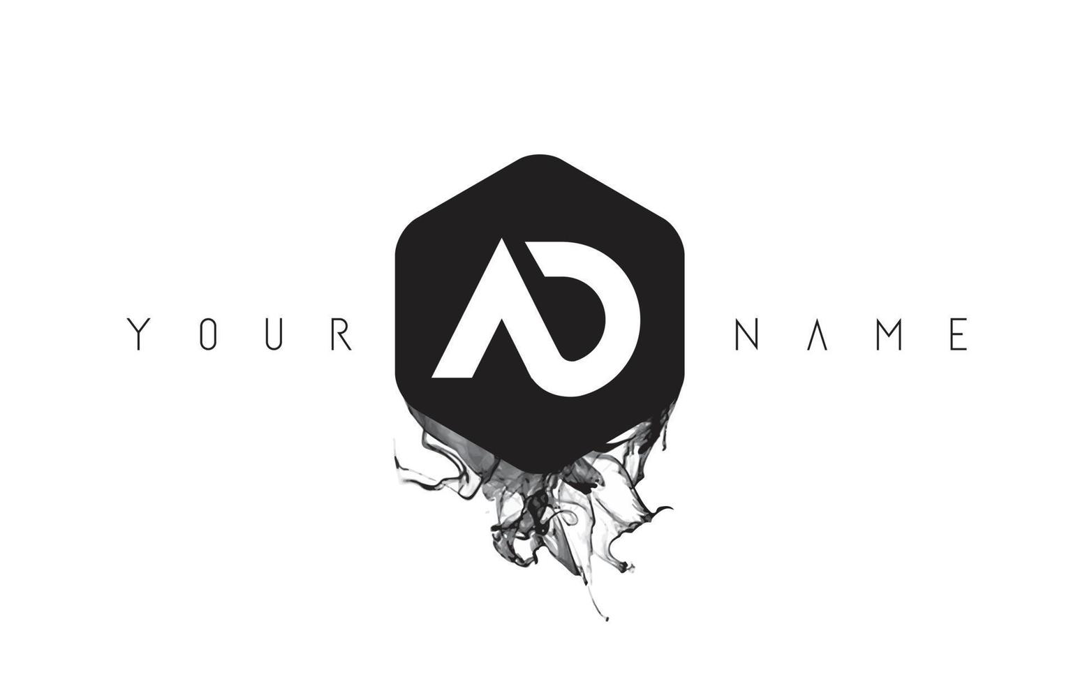 Werbebrief-Logo-Design mit verschütteter schwarzer Tinte vektor