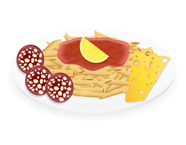 pasta på en tallrik vektor illustration