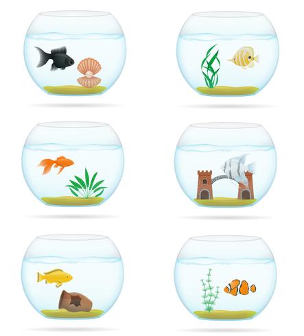 fisk i en transparent aquarium vektor illustration