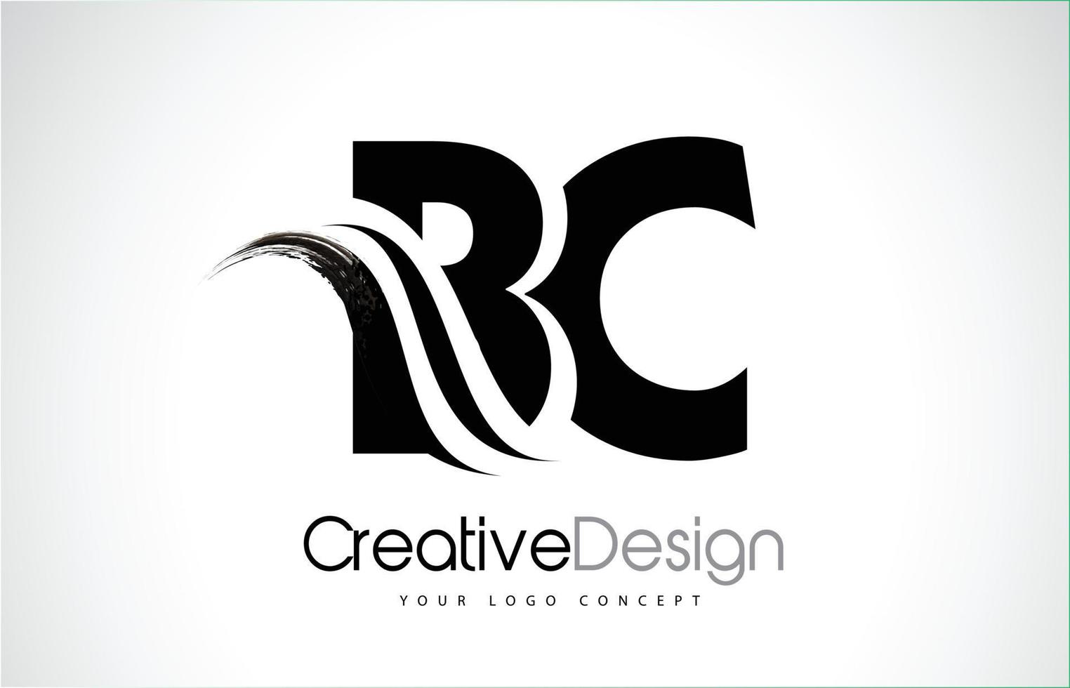 bc bc kreatives Pinseldesign mit schwarzen Buchstaben mit Swoosh vektor