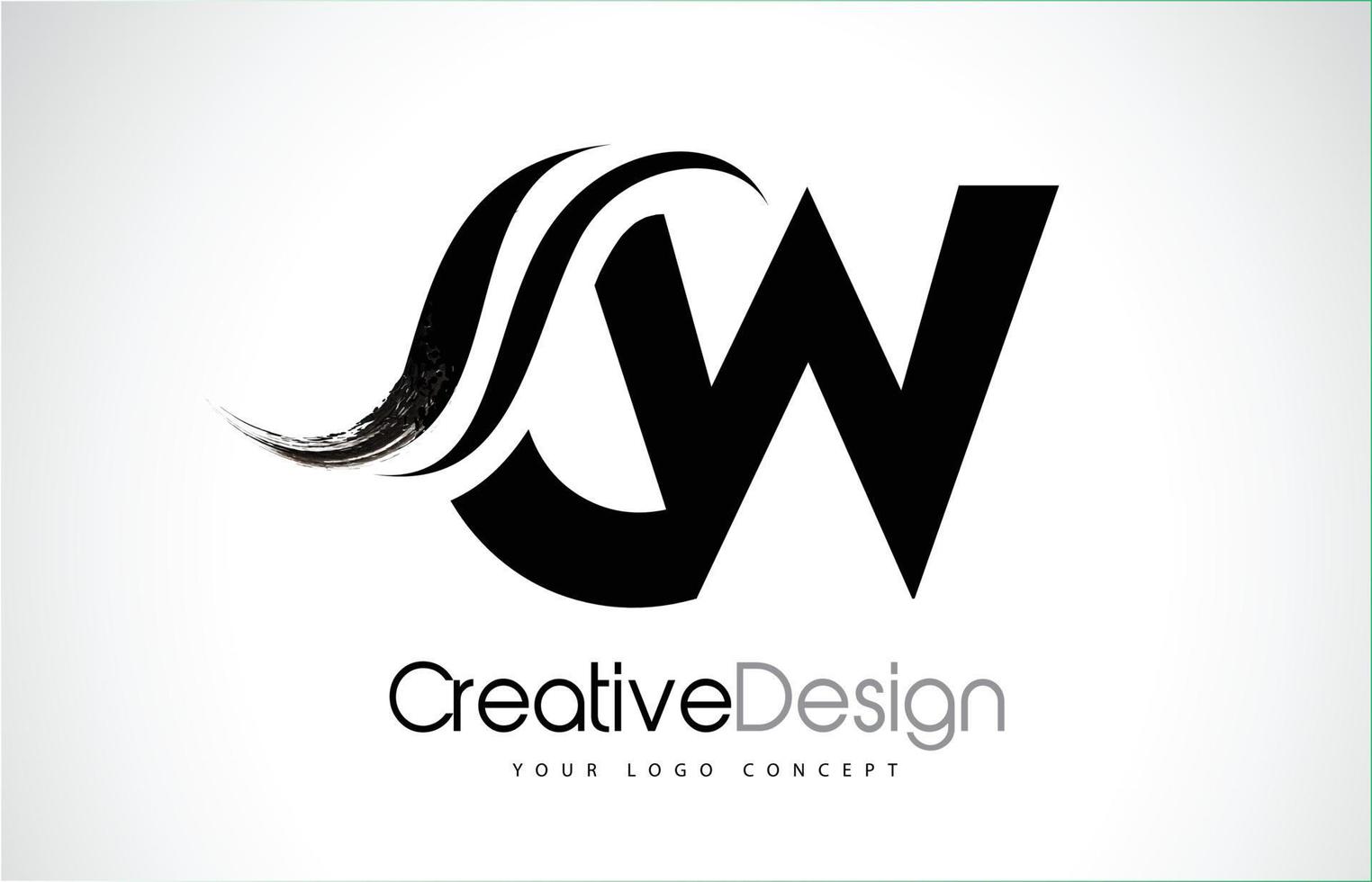 cw cw kreatives Pinseldesign mit schwarzen Buchstaben mit Swoosh vektor