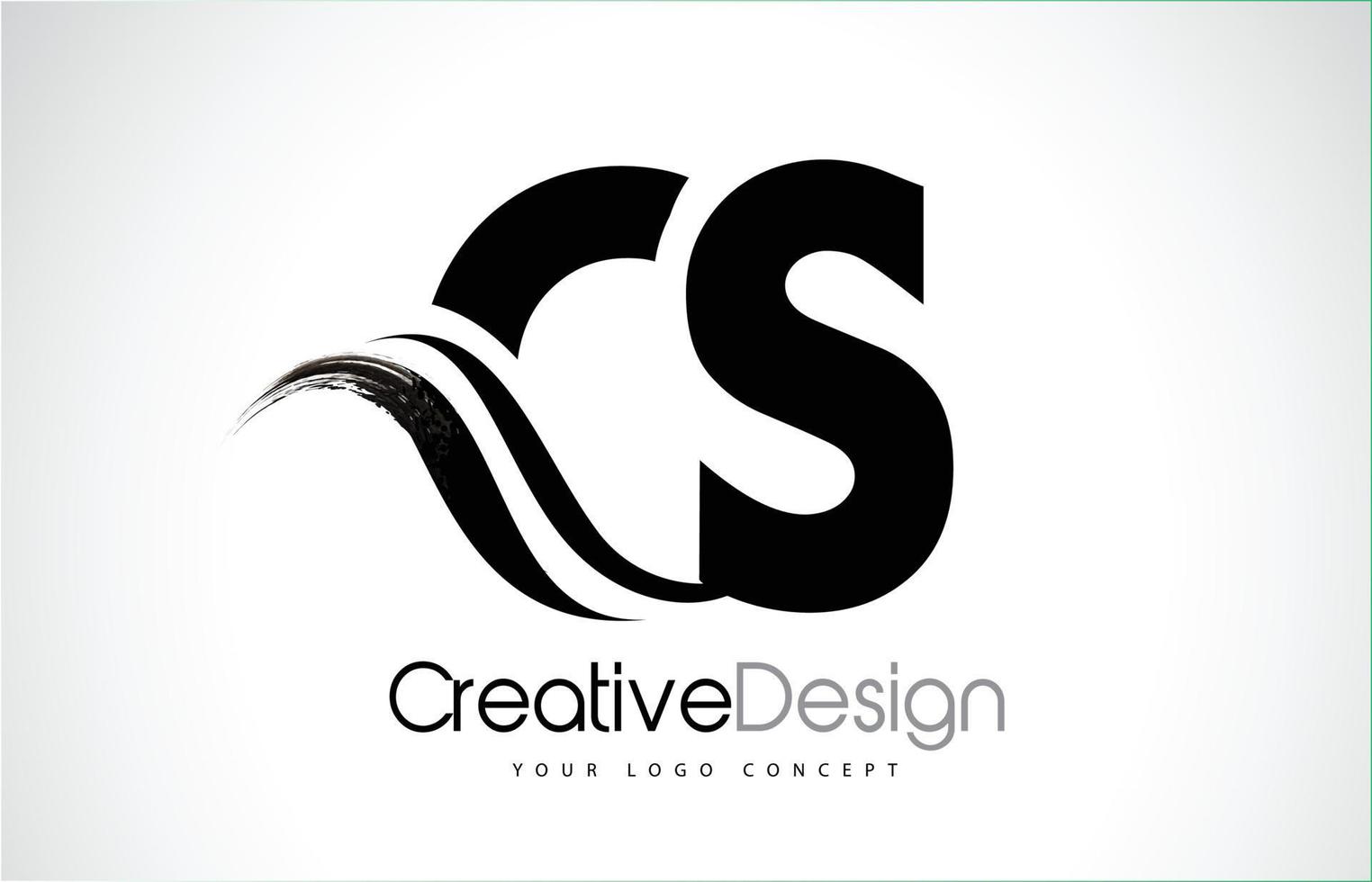 cs cs kreatives Pinseldesign mit schwarzen Buchstaben mit Swoosh vektor