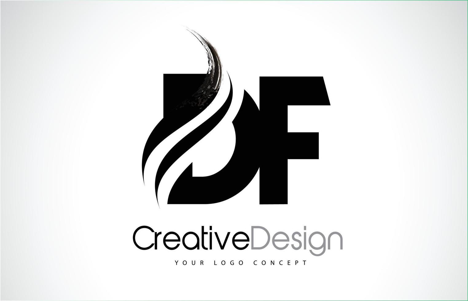 df df kreatives Pinseldesign mit schwarzen Buchstaben mit Swoosh vektor