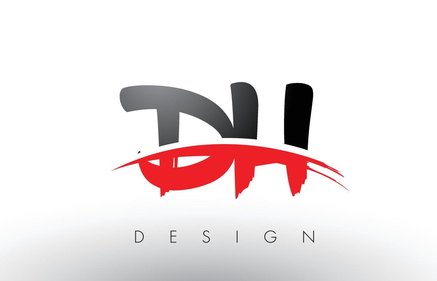 dh dh brush-logobokstäver med röd och svart swoosh-borstefront vektor