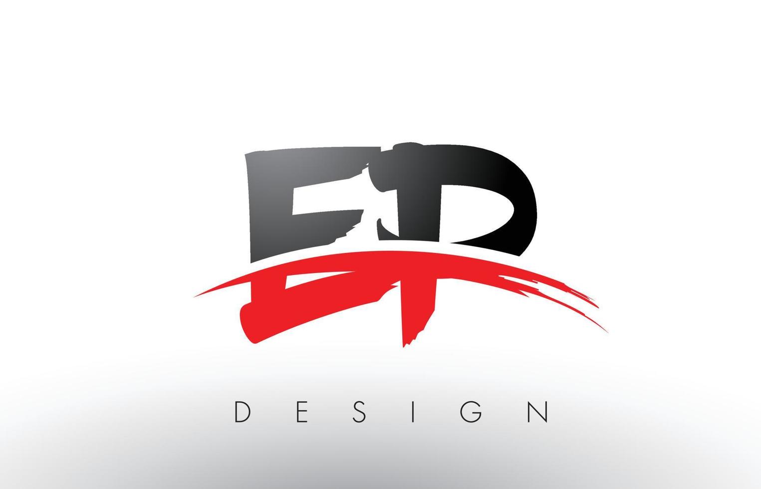 ep ep brush logobokstäver med röd och svart swoosh borste fram vektor
