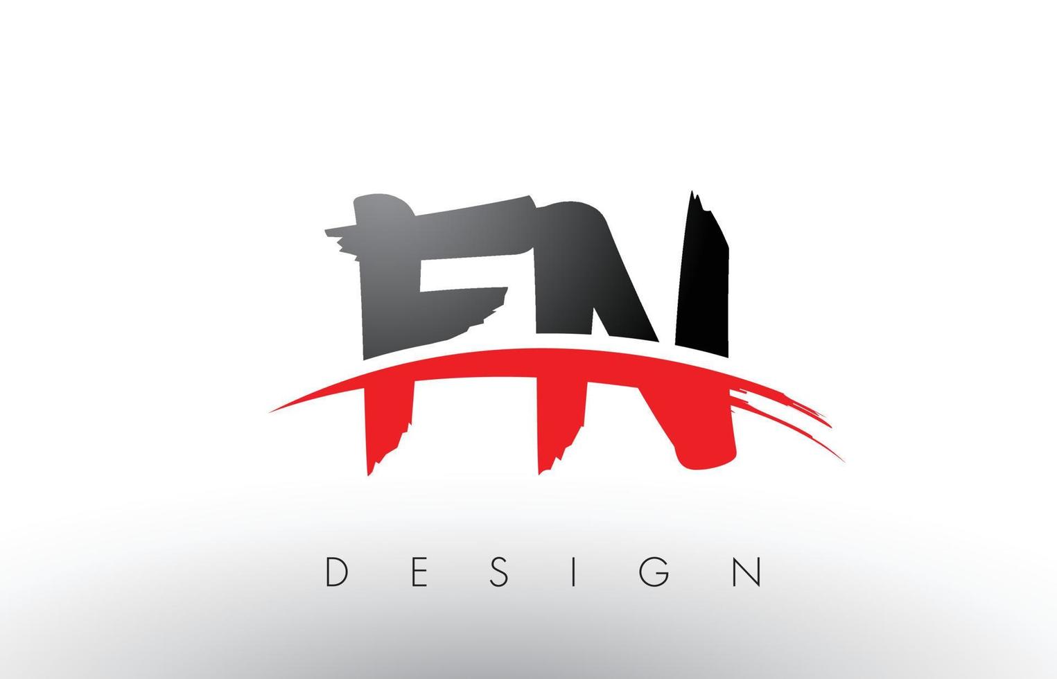 fn fn brush logobokstäver med röd och svart swoosh borste fram vektor