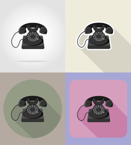 gammal retro vintage telefon platt ikoner vektor illustration