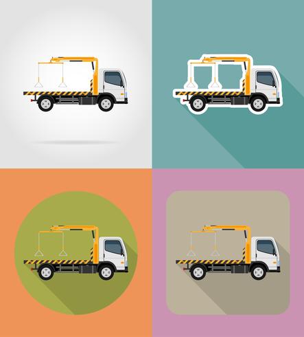 Abschleppwagen für Transportstörungen und flache Ikonen der Notfallautos vector Illustration