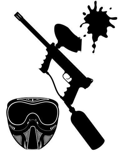 Vector schwarze Schattenbild-Vektorillustration des Paintball