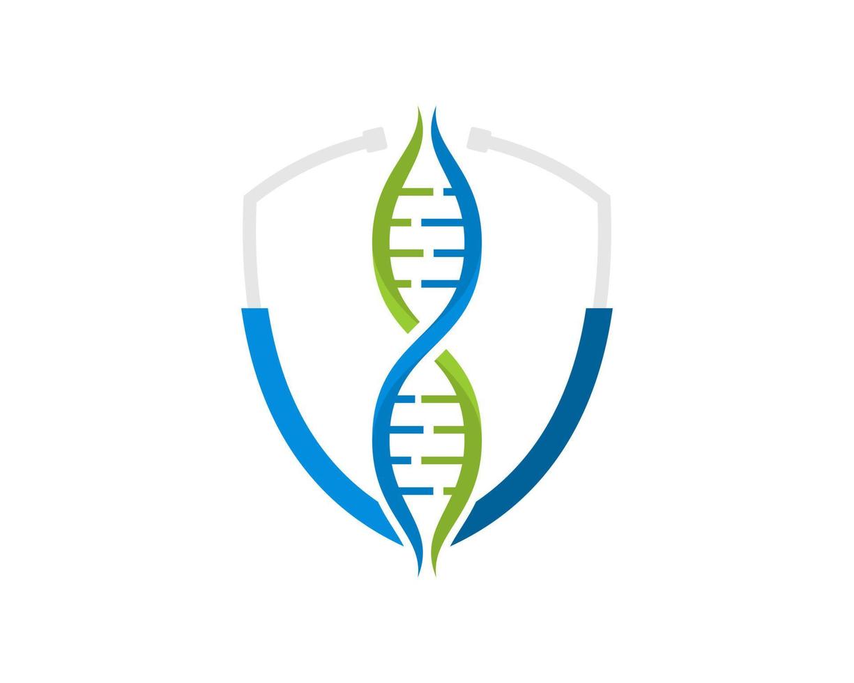 Stethoskop-Schild mit DNA-Symbol im Inneren vektor