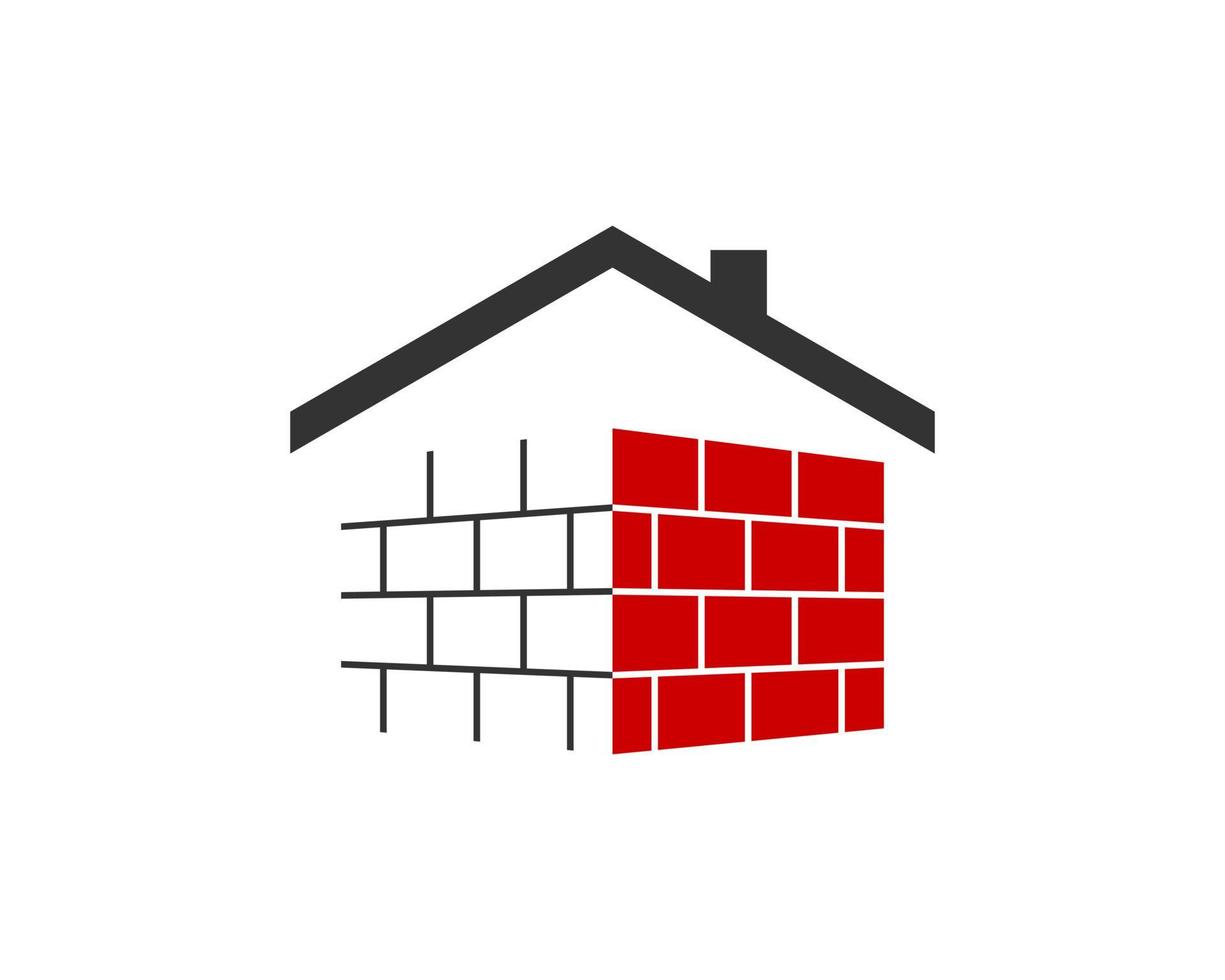 Wandhaus mit rotem Backsteinbau oben vektor