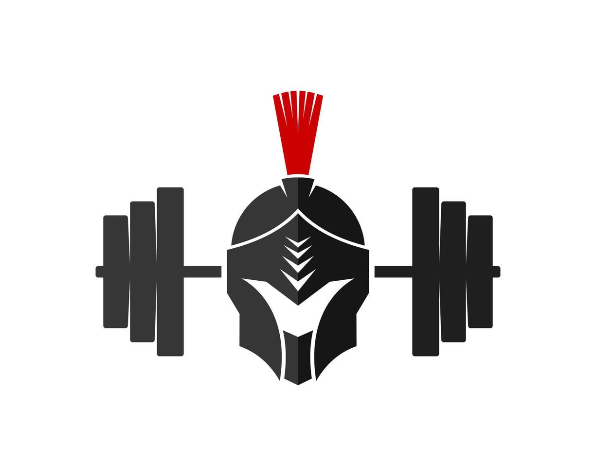 gym barbel med spartansk hjälm inuti vektor