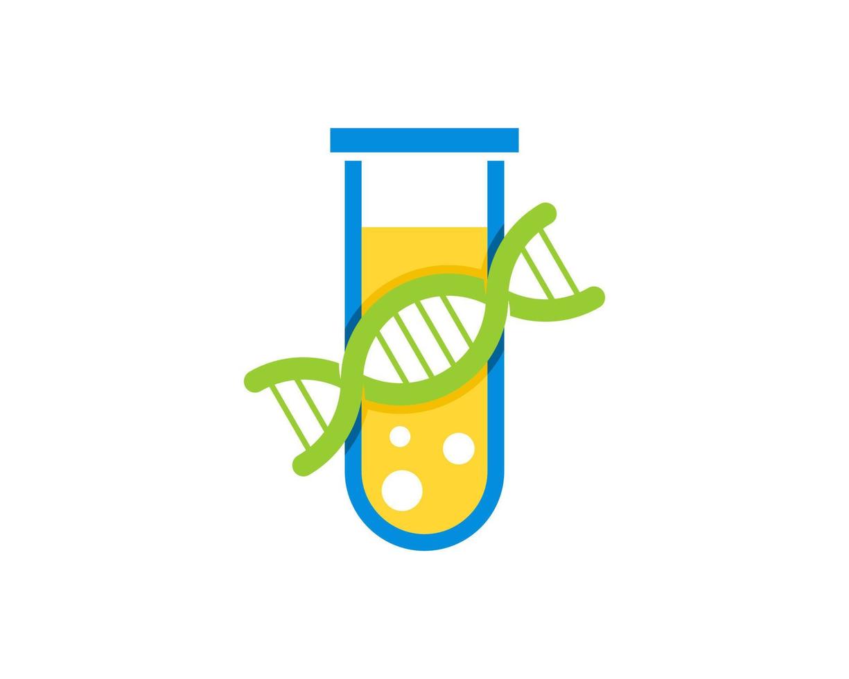 enkelt flasklaboratorium med dna-symbol inuti vektor