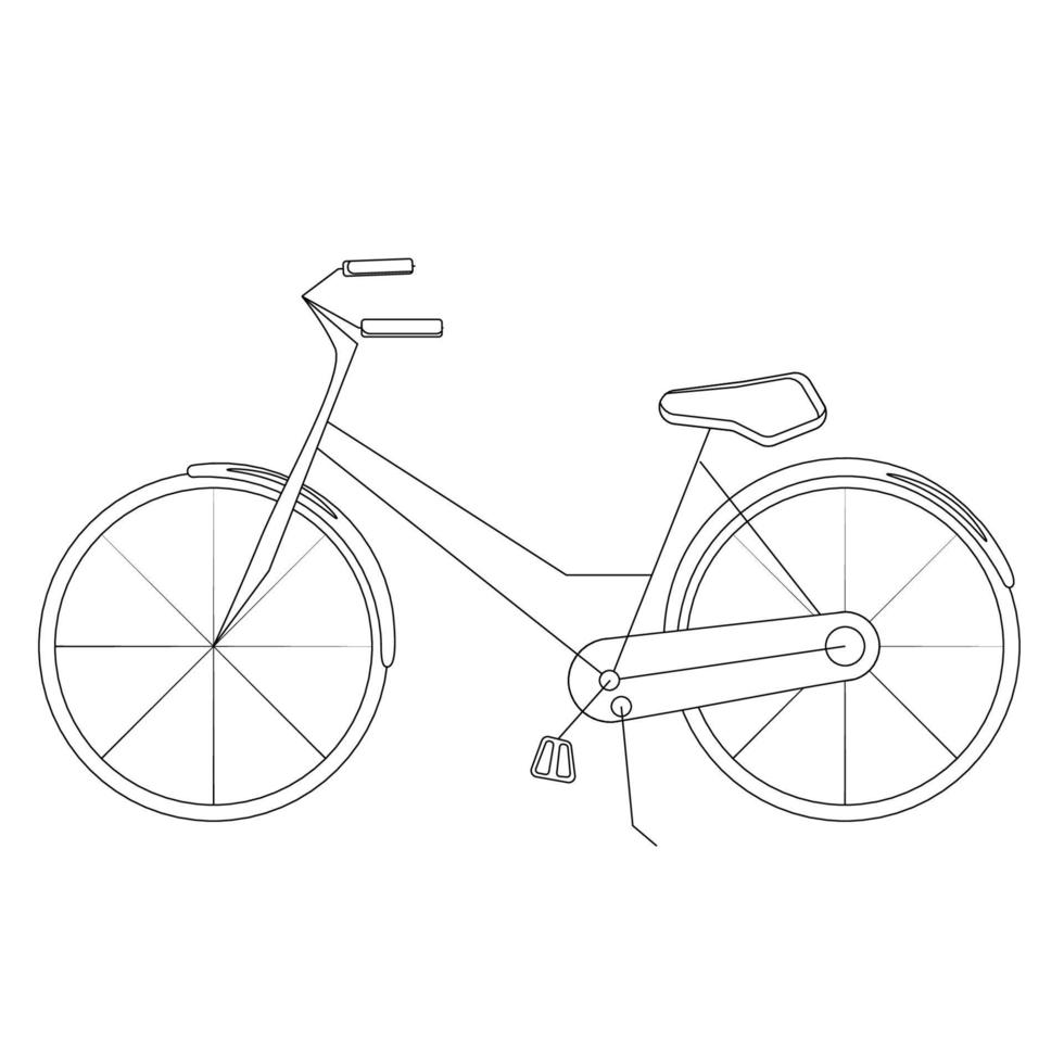 klassisk cykel isolerad ikon i svart och vitt. vektor illustration i linjär stil